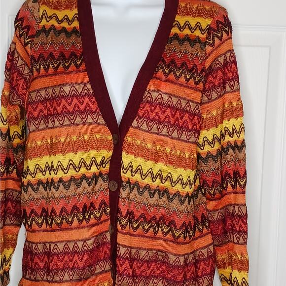 Doe & Rae Zig Zag Embroidered Cardigan Sz L - Picture 4 of 10